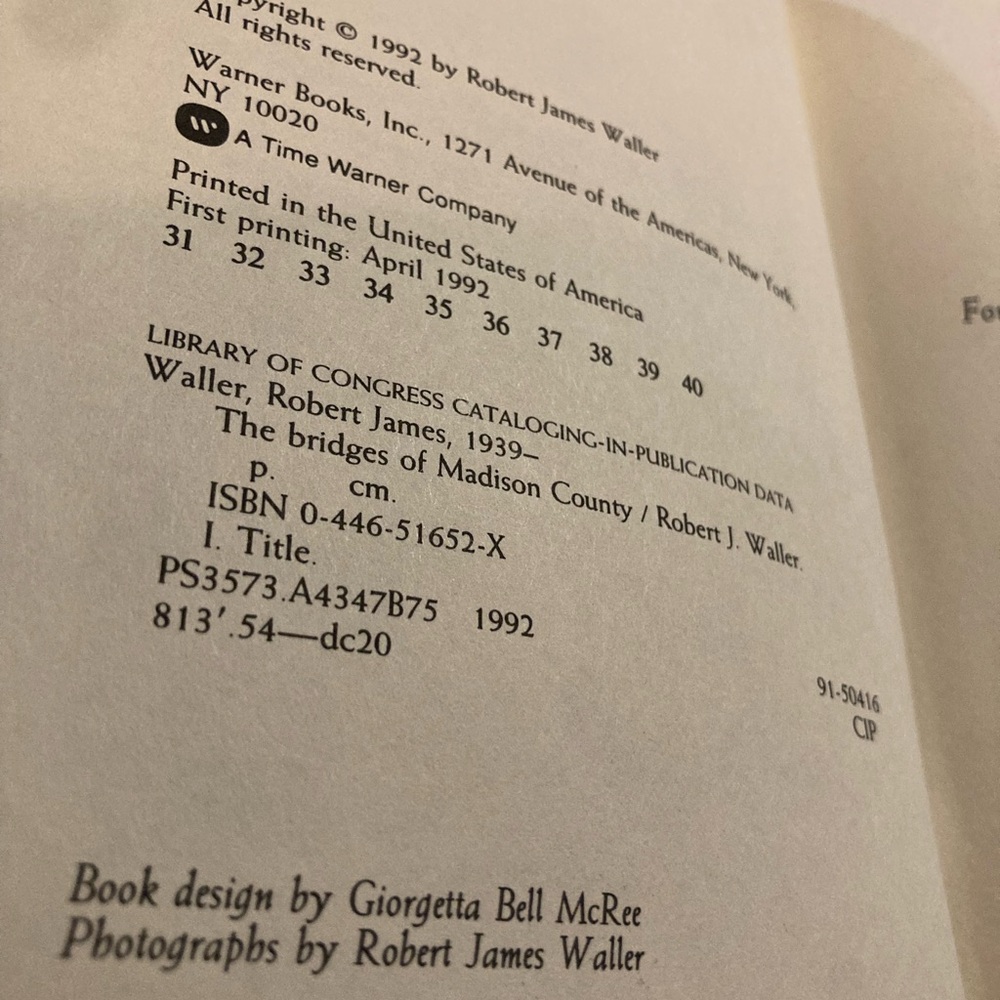 The Bridges of Madison County — Interior Copyright/Page Info - Picture 2 of 2